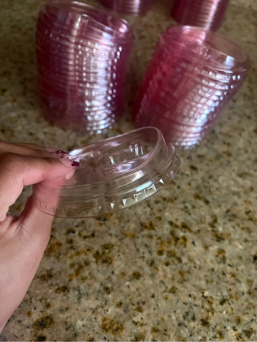 Pink Disposable Plastic Party Cups - Pack of Clear Pink Cups